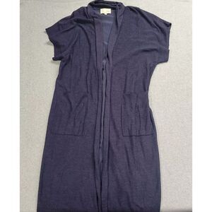 Saturday Sunday Anthropologie Women's Navy‎ Blue Blouse Cover Up Linen Blend OS